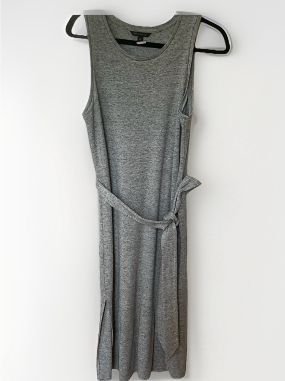 Banana Republic Heather Gray Knit Tank Column Midi Dress w/Belt  Sz M